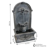 Sunnydaze Decor 28-Inch Outdoor French-Inspired Flat Back Water Fountain - Glass Fiber Reinforced Concrete Construction