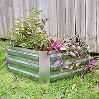 11.75" H Raised Metal Garden Bed - Galvanized Raised Garden Bed Outdoor for Vegetables and Flowers - Silver - Square
