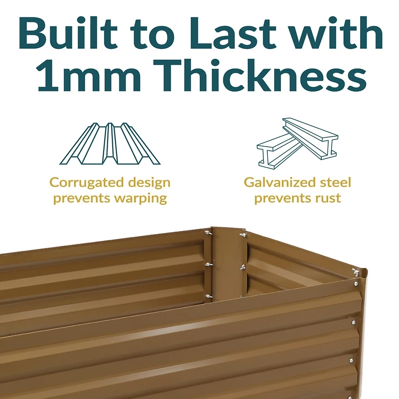 Raised Corrugated Galvanized Steel Rectangle Garden Bed for Plants, Vegetables, and Flowers - 48" L x 11.75" H