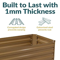 Raised Corrugated Galvanized Steel Rectangle Garden Bed for Plants, Vegetables, and Flowers - 48" L x 11.75" H