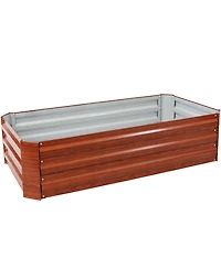 11.75" H Raised Metal Garden Bed - Galvanized Raised Garden Bed Outdoor for Vegetables and Flowers - Woodgrain