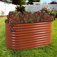 Inch Oval Raised Garden Bed - Stackable Steel Vegetable Flower Bed Planter Kit with Rubber Edge Trim