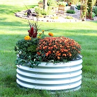 Small, Circular Raised Garden Bed - Galvalume Steel Planter Box with Rubber Edge Trim - 17.25" H