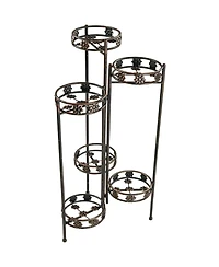 Sunnydaze Decor 45-Inch 6-Tier Indoor/Outdoor Folding Metal Plant Stand - Bronze Finish