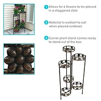Sunnydaze Decor 45-Inch 6-Tier Indoor/Outdoor Folding Metal Plant Stand - Bronze Finish