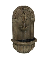 Sunnydaze Decor Florence 27-Inch Polystone Outdoor Wall Water Fountain - Electric Submersible Pump - Florentine Stone Finish