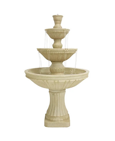 Sunnydaze Decor Classic Designer 55-Inch 3-Tier Polystone Outdoor Water Fountain - Electric Submersible Pump - Dark Brown