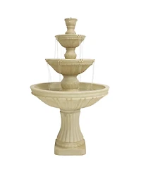 Sunnydaze Decor Classic Designer 55-Inch 3-Tier Polystone Outdoor Water Fountain - Electric Submersible Pump - Dark Brown