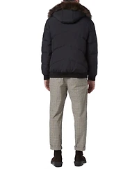 Marc New York Men's Down Bomber with Faux Fur Trim and Removable Hood
