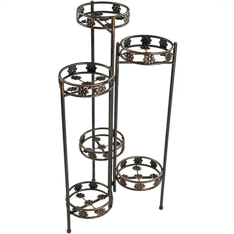 Sunnydaze Decor 45-Inch 6-Tier Indoor/Outdoor Folding Metal Plant Stand - Bronze Finish