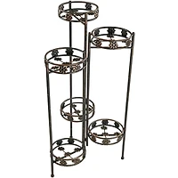 Sunnydaze Decor 45-Inch 6-Tier Indoor/Outdoor Folding Metal Plant Stand - Bronze Finish