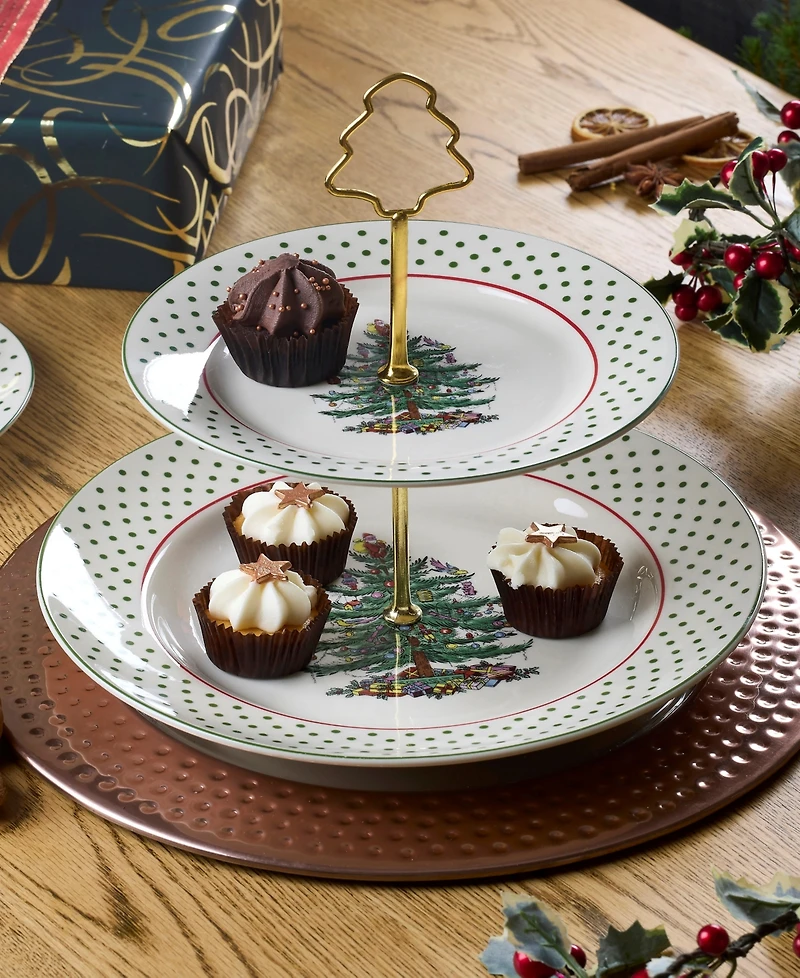 Spode Christmas Tree Polka Dot 2-Tiered Server