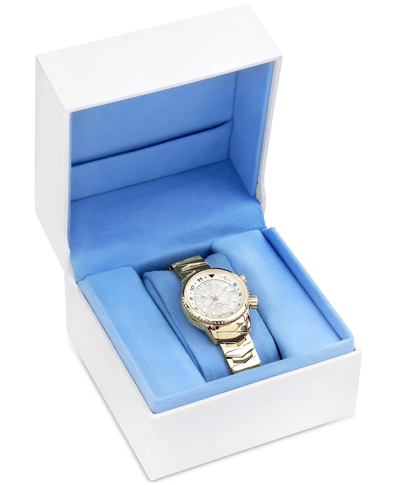 Abingdon Co. Women's Elise Swiss Tri-Time 28k Gold Ion-Plated Stainless Steel Bracelet Watch 33mm