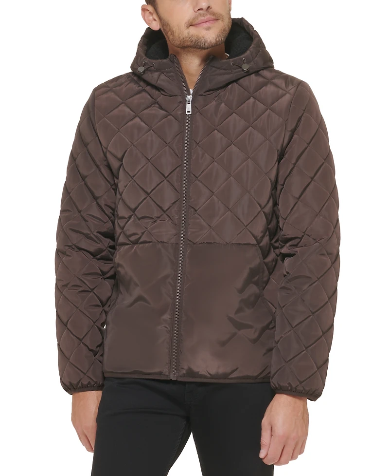Kenneth Cole Men's Diamond Quilted Hooded Jacket