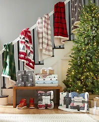 Eddie Bauer Mountain Plaid Ultra Soft Plush Fleece Reversible Blanket