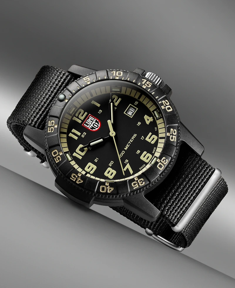 Luminox Men's Swiss Leatherback Sea Turtle Giant Dive Black Nato Strap Watch 44mm