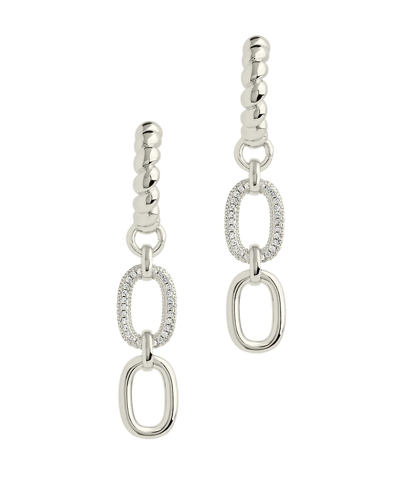 Sterling Forever Cubic Zirconia Andi Drop Hoop Earrings