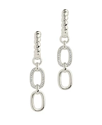 Sterling Forever Cubic Zirconia Andi Drop Hoop Earrings
