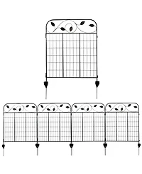 Winding Vines 10-Foot 4-Piece Steel Decorative Garden Fence Panels - 30" W x 36" H Per Panel - Black