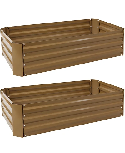 Raised Corrugated Galvanized Steel Rectangle Garden Bed for Plants, Vegetables, and Flowers