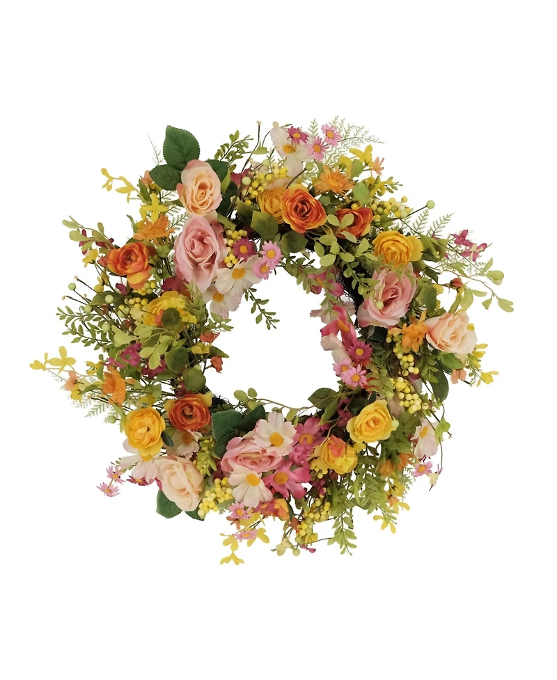 Puleo Rose Dogwood Daisy Floral Spring Wreath