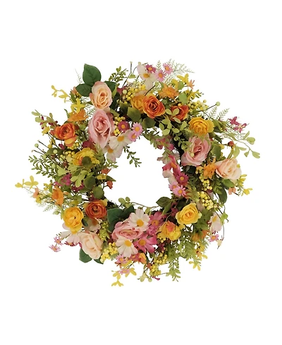 Puleo Rose Dogwood Daisy Floral Spring Wreath
