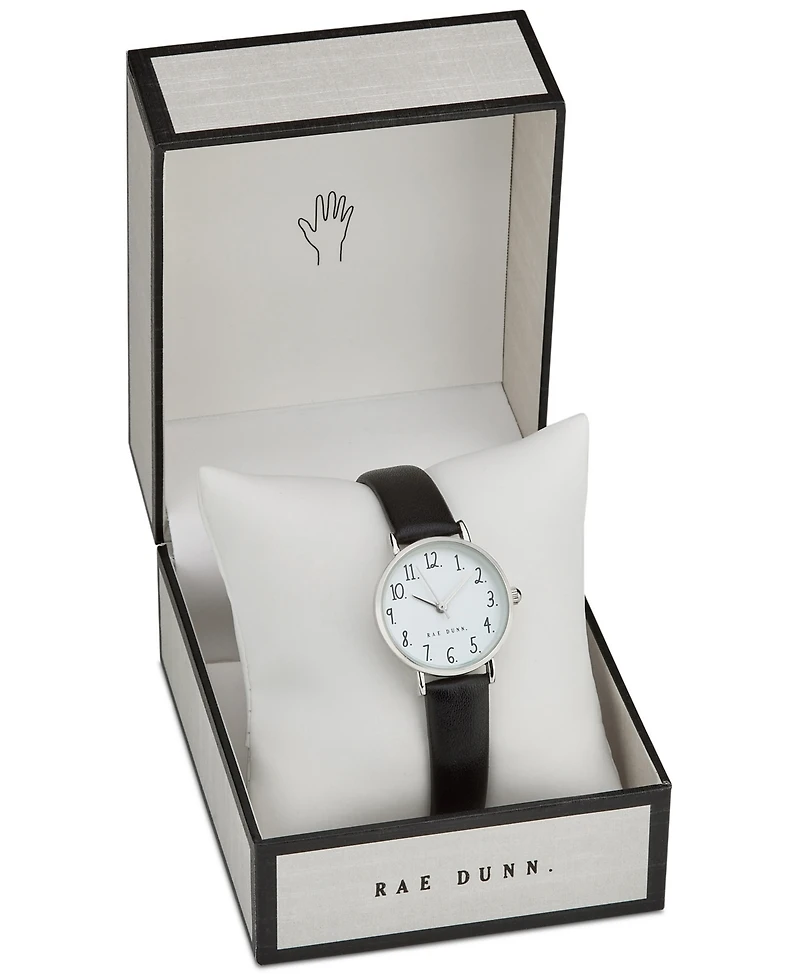 Rae Dunn Women's Megan Black Polyurethane Strap Watch 26mm