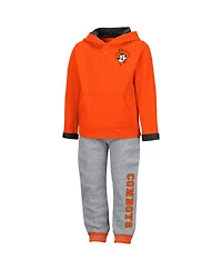 Toddler Boys Colosseum Orange and Heathered Gray Oklahoma State Cowboys Poppies Pullover Hoodie Sweatpants Set