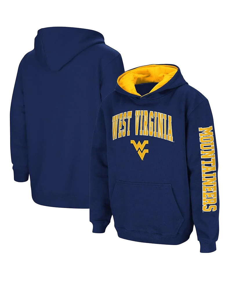 Youth Boys Colosseum Navy West Virginia Mountaineers 2-Hit Team Pullover Hoodie