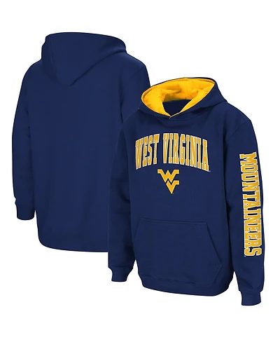 Youth Boys Colosseum Navy West Virginia Mountaineers 2-Hit Team Pullover Hoodie