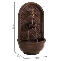 Messina 26-Inch Polystone Outdoor Wall Water Fountain - Electric Submersible Pump