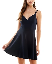 City Studios Juniors' Double-Strap Mesh-Back Dress