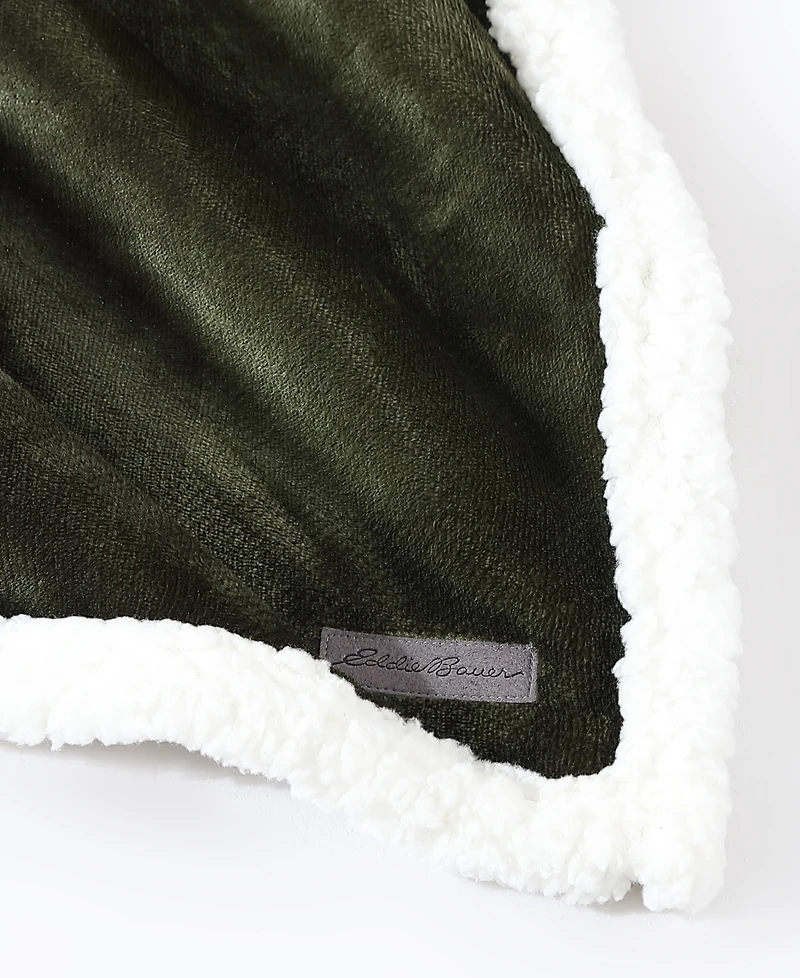 Eddie Bauer Pine Plaid Ultra Soft Plush Fleece Reversible Throw, 60" x 50"