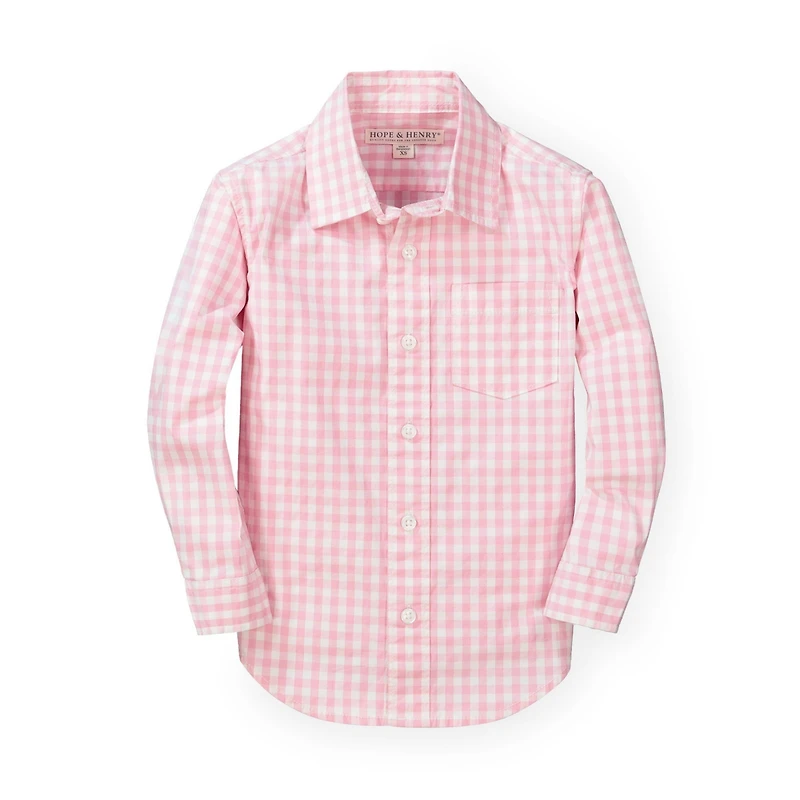 Hope & Henry Baby Boys Stretch Poplin Long Sleeve Button Down Shirt