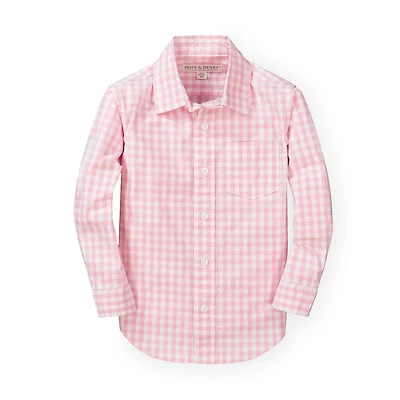 Hope & Henry Baby Boys Stretch Poplin Long Sleeve Button Down Shirt