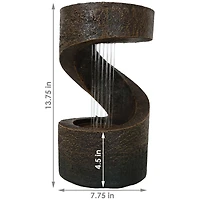 Indoor Contemporary Decorative Polyresin Winding Showers Tabletop Water Fountain with Led Lights - 13"