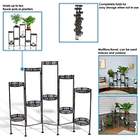 Indoor/Outdoor Steel 10-Tiered Folding Succulent Flower Plant Display Stand - 52" - Bronze