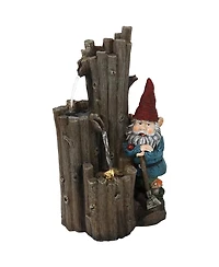 Sunnydaze Decor Resting Gnome 17-Inch Outdoor Water Fountain with Led Light - Electric Submersible Fountain - Polyresin