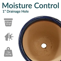Chalet Outdoor/Indoor High-Fired Glazed Uv- and Frost-Resistant Ceramic Planters with Drainage Holes - 2-Pack