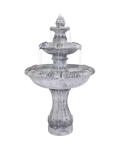 Sunnydaze Decor 45-Inch 3-Tier Mediterranean Outdoor Water Fountain - Glass Fiber Reinforced Concrete Construction - Gray