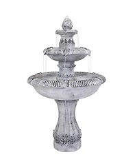 Sunnydaze Decor 45-Inch 3-Tier Mediterranean Outdoor Water Fountain - Glass Fiber Reinforced Concrete Construction - Gray