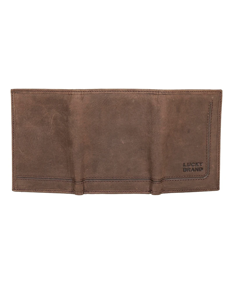 Lucky Brand Men's Grooved Leather Trifold Wallet