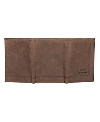 Lucky Brand Men's Grooved Leather Trifold Wallet