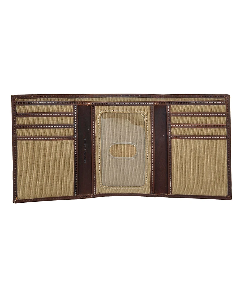 Lucky Brand Men's Canvas with Leather Trim Trifold Wallet