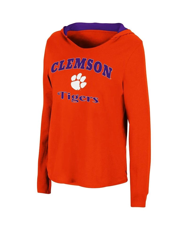 Women's Colosseum Orange Clemson Tigers Catalina Hoodie Long Sleeve T-shirt