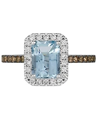 Le Vian Sea Blue Aquamarine (1-1/6 ct. t.w.) & Diamond (3/8 ct. t.w.) Halo Ring in 14k White Gold