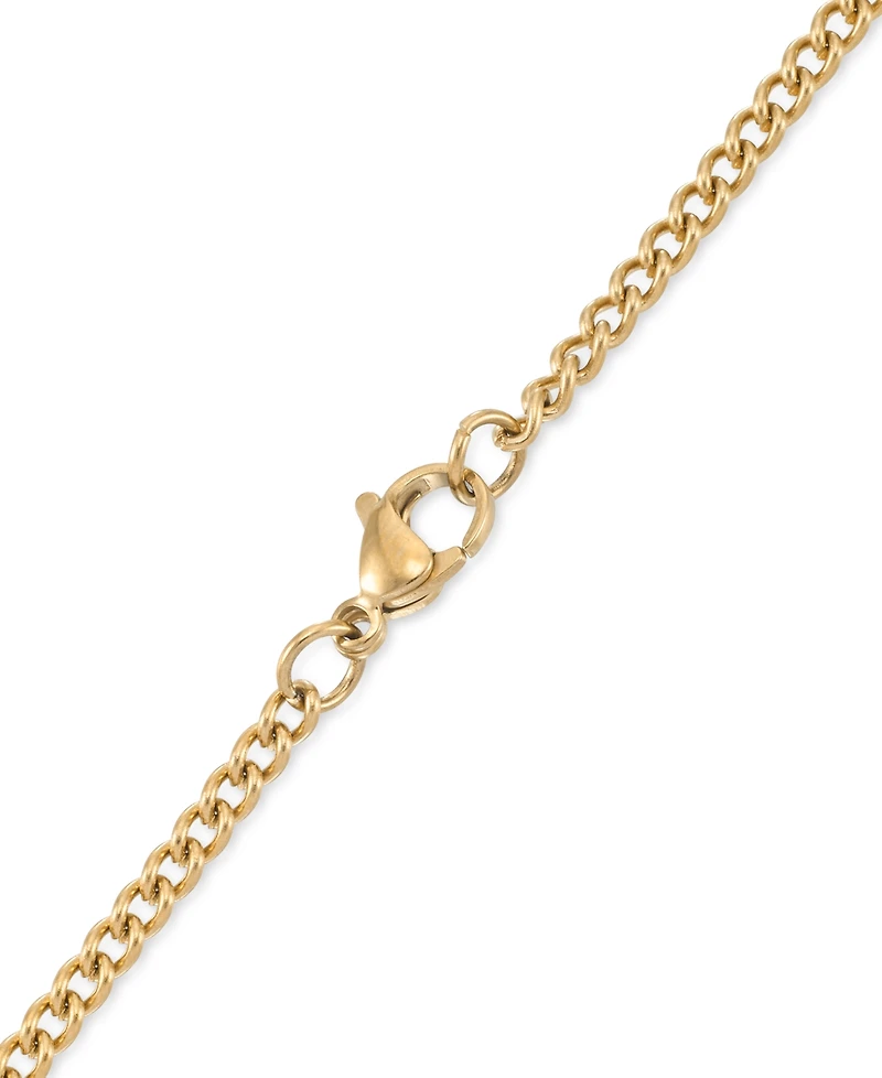 Legacy for Men by Simone I. Smith Black Carbon Fiber Cross 24" Pendant Necklace in Gold-Tone Ion-Plated Stainless Steel