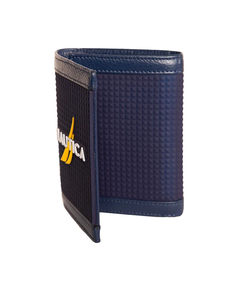 Nautica Men's Logo Rubber Leather Trifold Wallet