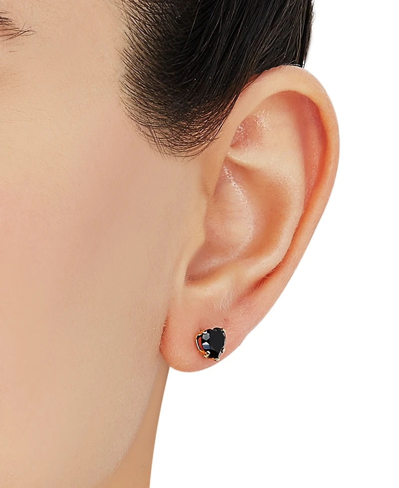 2-Pc. Set Onyx Heart Pendant Necklace & Matching Stud Earrings in 10k Gold