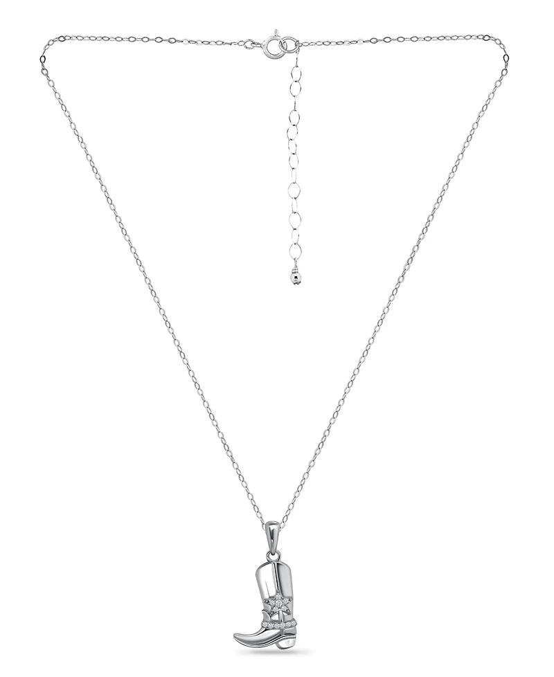Giani Bernini Cubic Zirconia Cowboy Boot with Sheriff Star Pendant Necklace in Sterling Silver